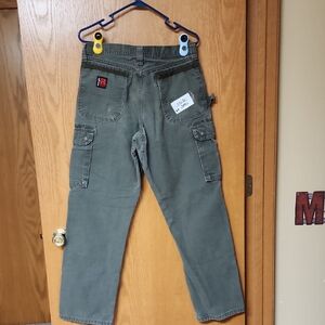 Wrangler riggs reinforced knees Men's Green Cargo Pants 33x32 number3490